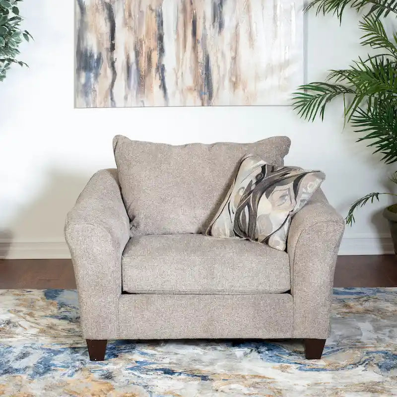Fauteuil d'appoint contemporain en tissu avec dossier et coussin