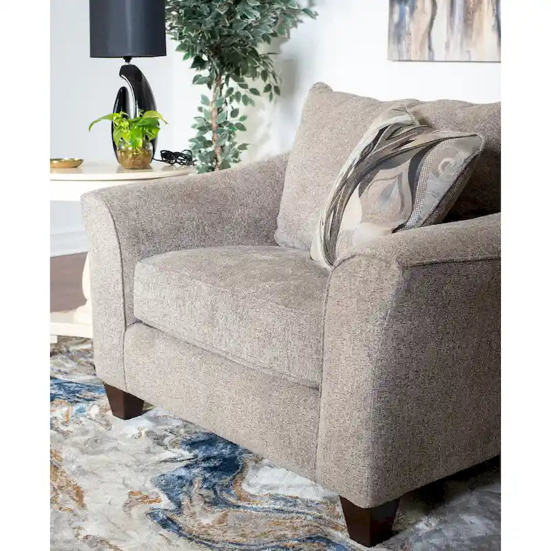 Fauteuil d'appoint contemporain en tissu avec dossier et coussin