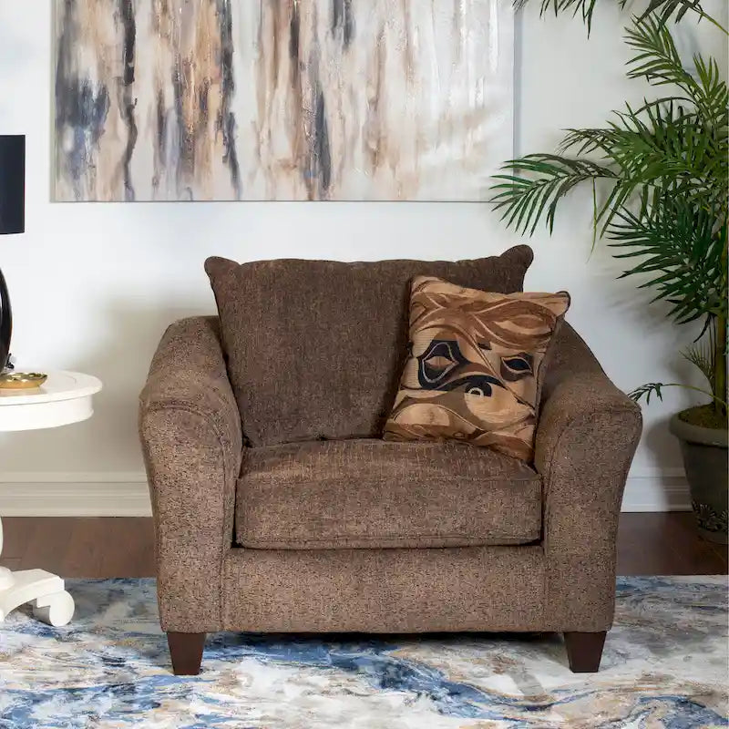 Fauteuil d'appoint contemporain en tissu avec dossier et coussin