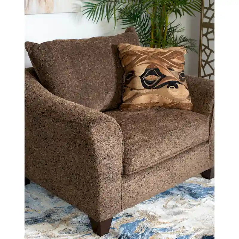Fauteuil d'appoint contemporain en tissu avec dossier et coussin