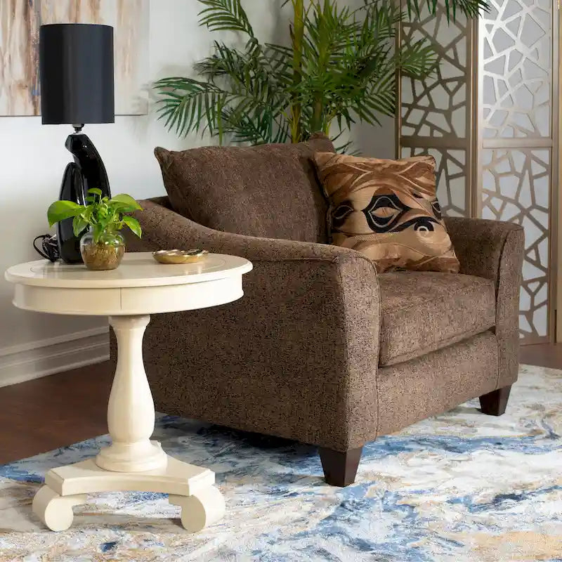Fauteuil d'appoint contemporain en tissu avec dossier et coussin