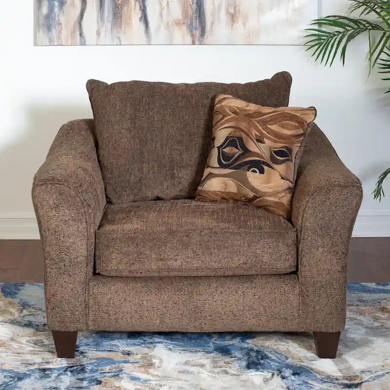 Fauteuil d'appoint contemporain en tissu avec dossier et coussin