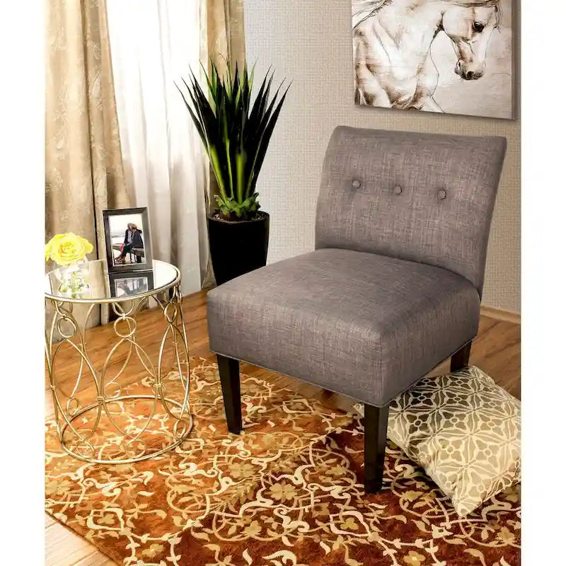 Fauteuil d'appoint en tissu ikat capitonné avec pieds en bois espresso