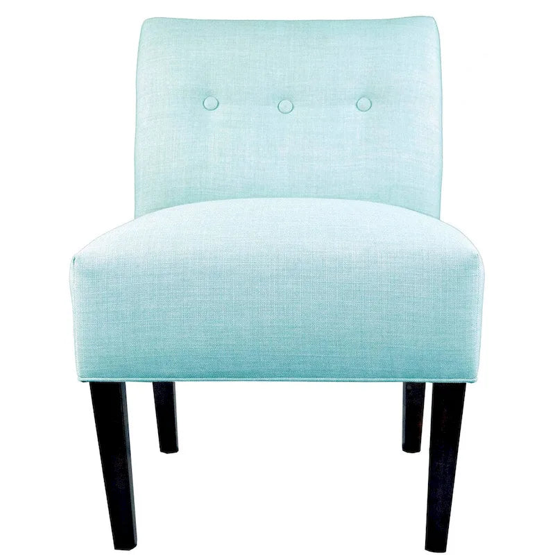 Fauteuil d'appoint en tissu ikat capitonné avec pieds en bois espresso