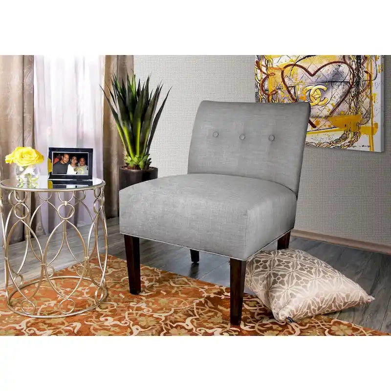 Fauteuil d'appoint en tissu ikat capitonné avec pieds en bois espresso