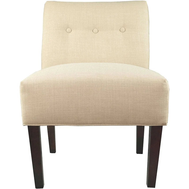 Fauteuil d'appoint en tissu ikat capitonné avec pieds en bois espresso