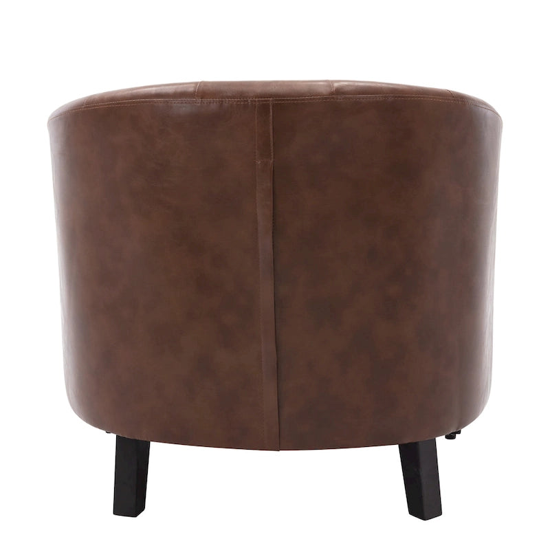 Fauteuil club en similicuir avec accoudoirs encastrés et garniture cloutée