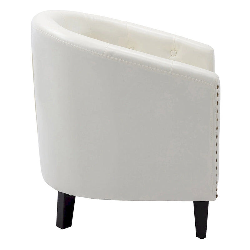 Fauteuil club en similicuir avec accoudoirs encastrés et garniture cloutée