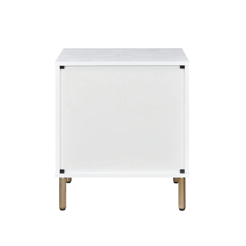 Table de chevet 3 tiroirs avec glissières métalliques – Finition argent et or