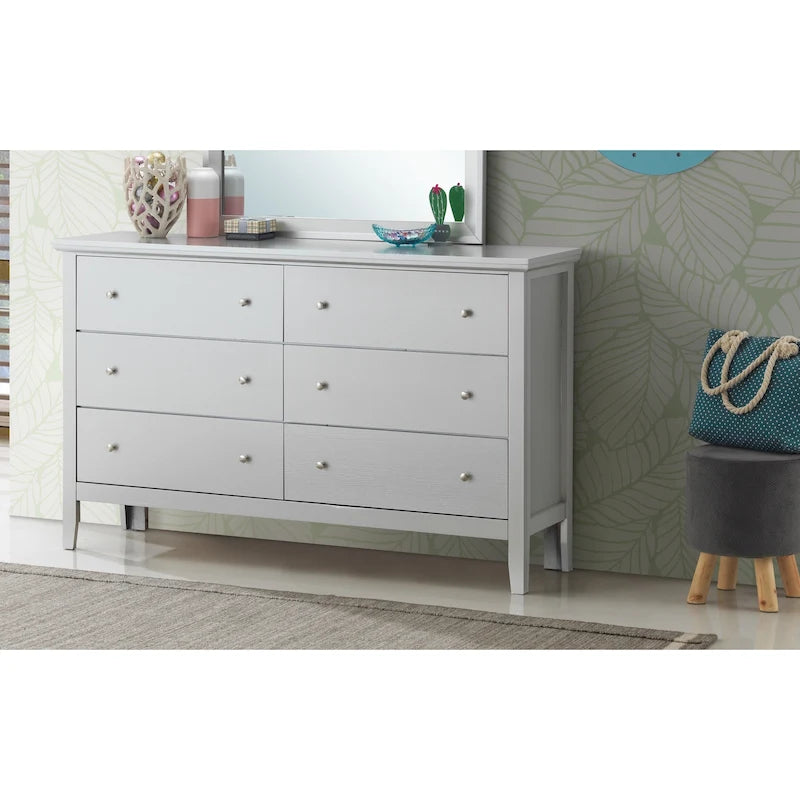Commode à 6 tiroirs pour chambre à coucher avec glissières métalliques