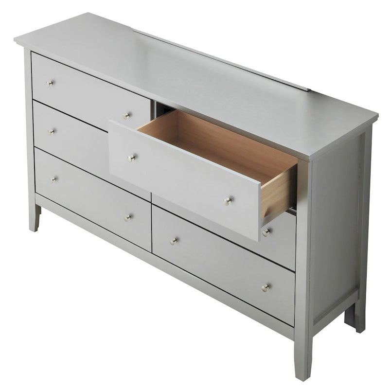 Commode à 6 tiroirs pour chambre à coucher avec glissières métalliques