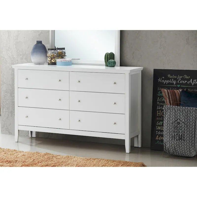Commode à 6 tiroirs pour chambre à coucher avec glissières métalliques