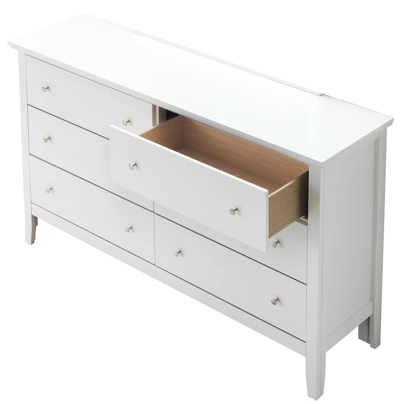 Commode à 6 tiroirs pour chambre à coucher avec glissières métalliques