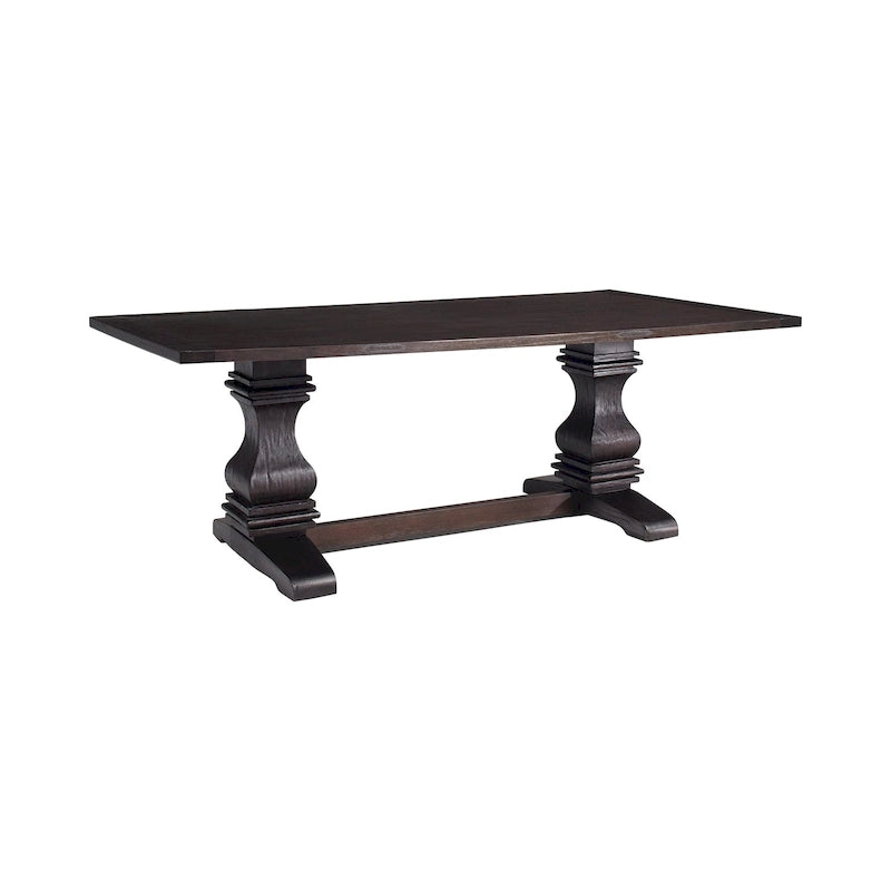 Table à manger rectangulaire rustique de style ferme avec piètement à tréteaux