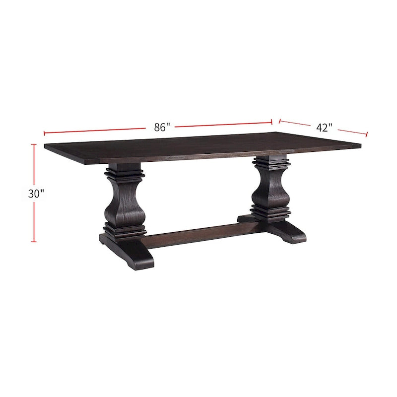 Table à manger rectangulaire rustique de style ferme avec piètement à tréteaux