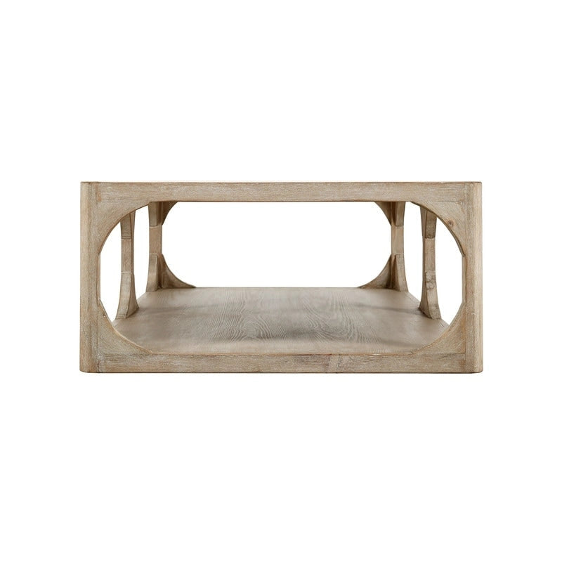 Table basse de style Ming en bois recyclé – Finition blanchie patinée