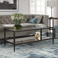 Table basse rectangulaire en verre avec étagère inférieure en miroir