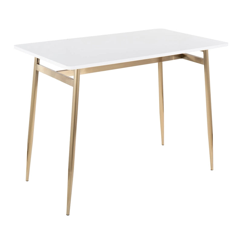 Table à manger contemporaine de hauteur comptoir style glamour avec plateau en bois et pieds en métal