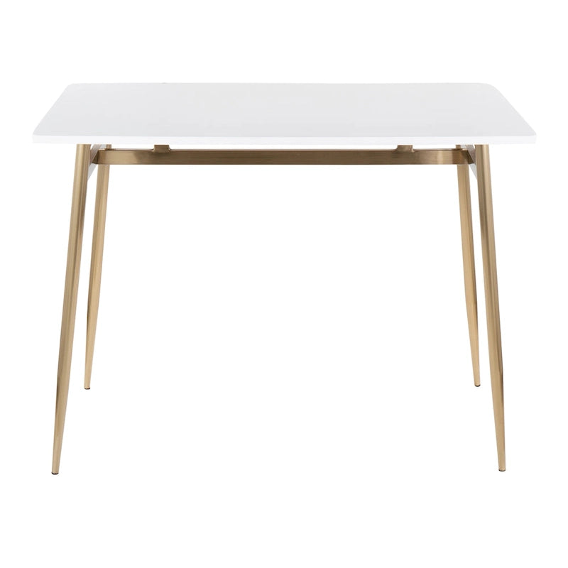Table à manger contemporaine de hauteur comptoir style glamour avec plateau en bois et pieds en métal