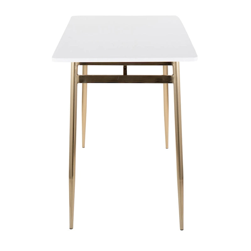 Table à manger contemporaine de hauteur comptoir style glamour avec plateau en bois et pieds en métal