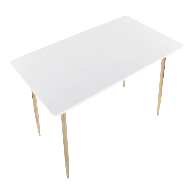 Table à manger contemporaine de hauteur comptoir style glamour avec plateau en bois et pieds en métal