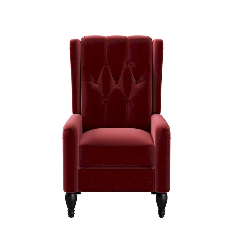 Fauteuil inclinable à dossier haut en velours avec dossier inclinable et garniture cloutée