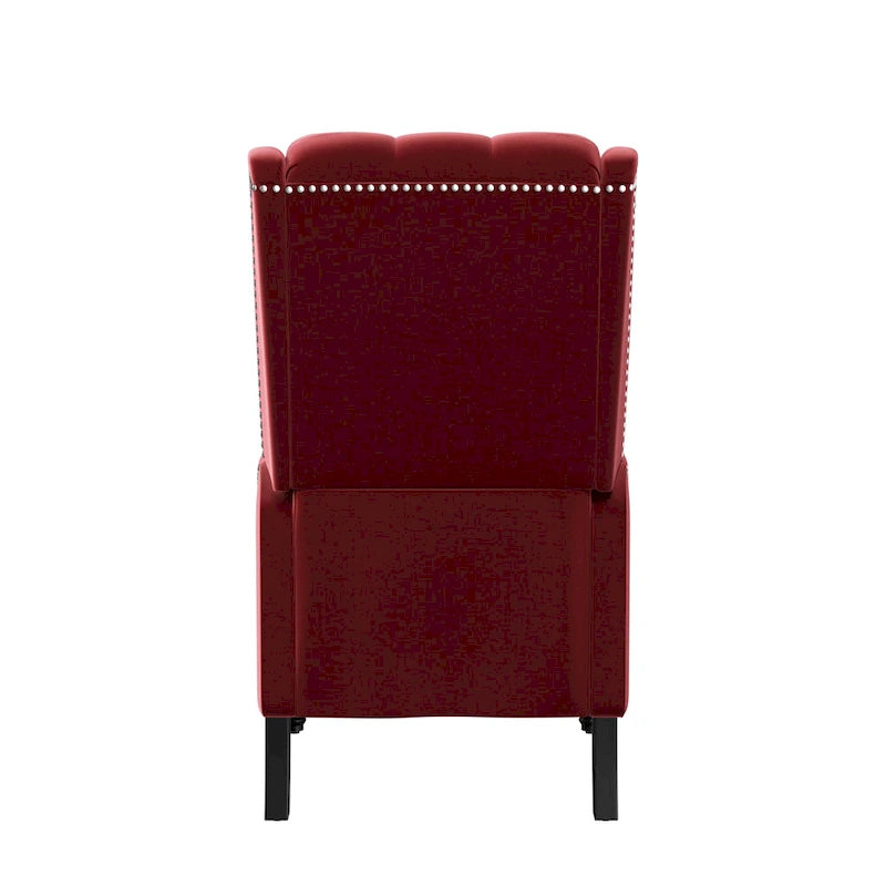 Fauteuil inclinable à dossier haut en velours avec dossier inclinable et garniture cloutée