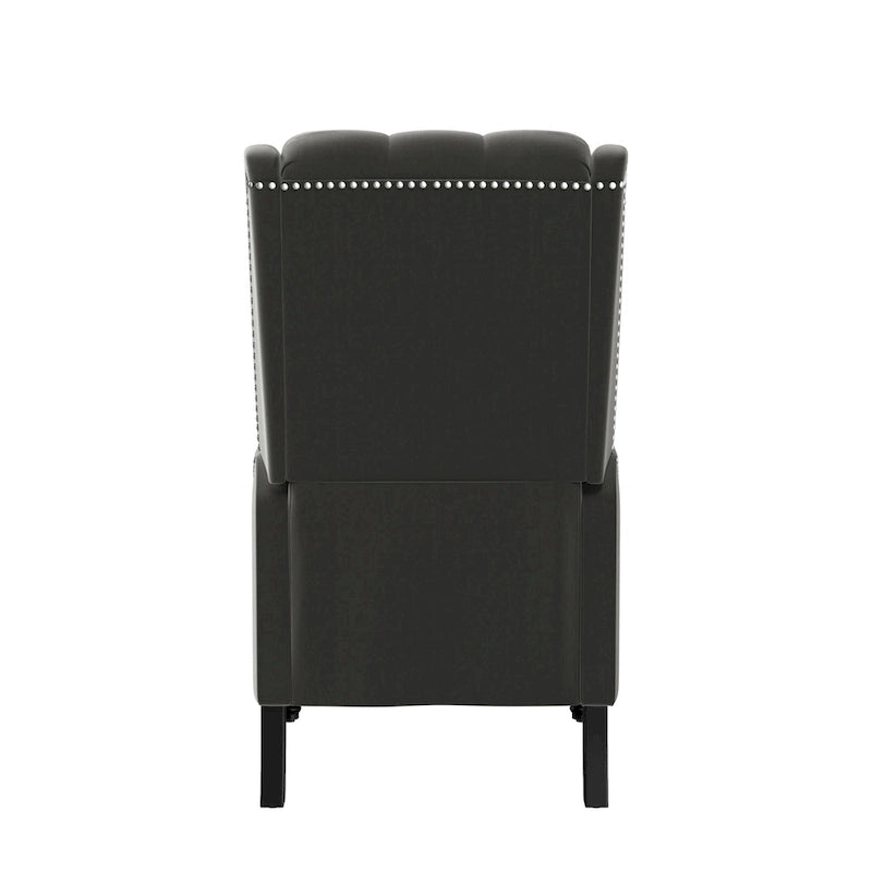 Fauteuil inclinable à dossier haut en velours avec dossier inclinable et garniture cloutée