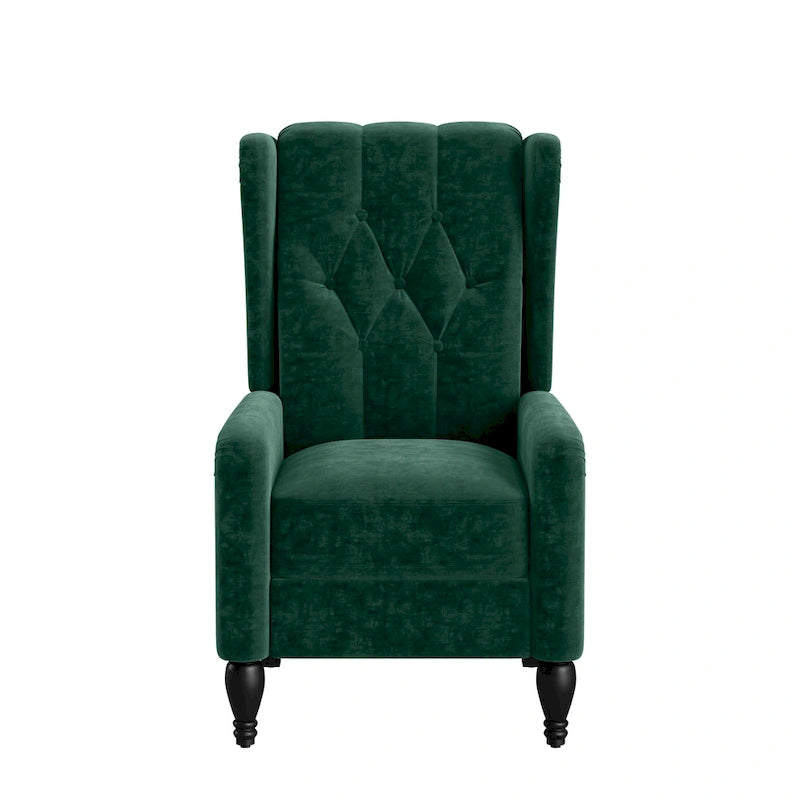 Fauteuil inclinable à dossier haut en velours avec dossier inclinable et garniture cloutée