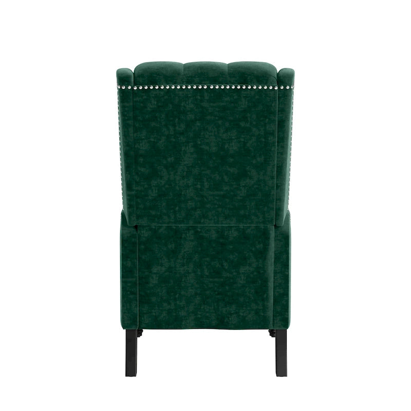Fauteuil inclinable à dossier haut en velours avec dossier inclinable et garniture cloutée