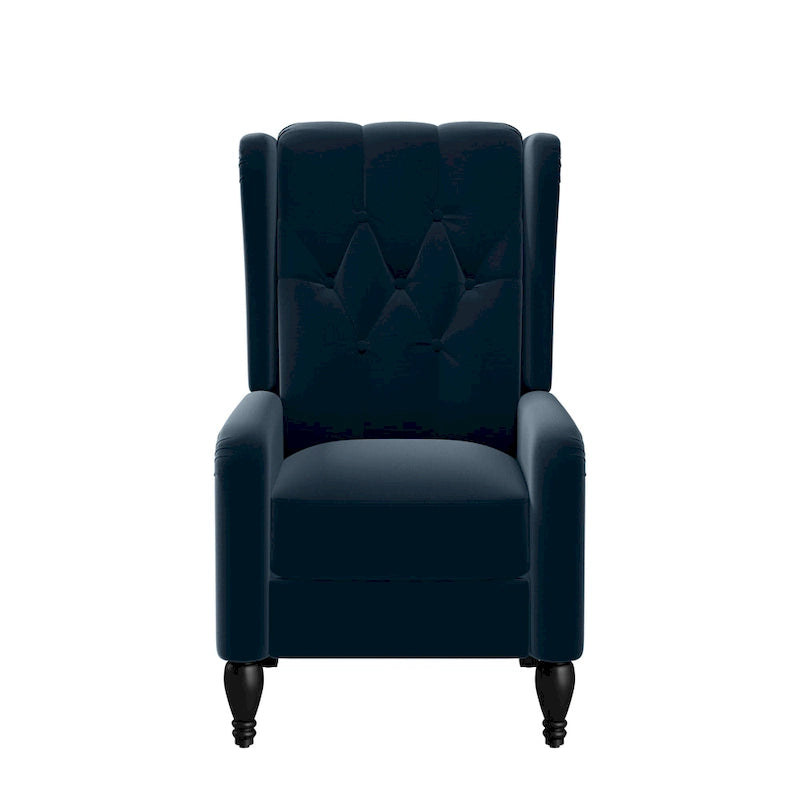 Fauteuil inclinable à dossier haut en velours avec dossier inclinable et garniture cloutée