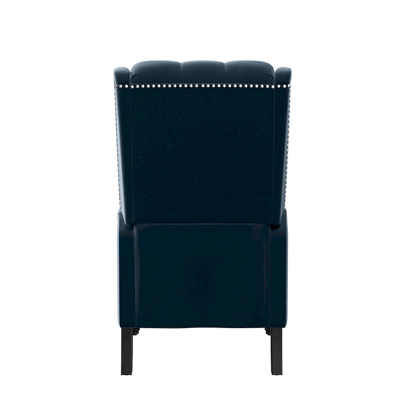 Fauteuil inclinable à dossier haut en velours avec dossier inclinable et garniture cloutée