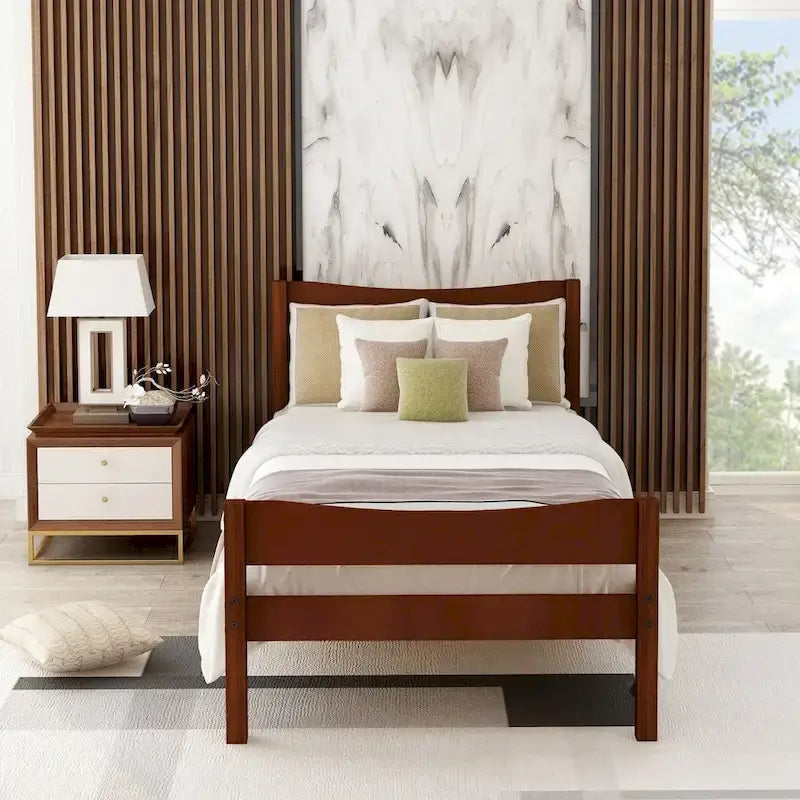 Lit plateforme en bois massif avec tête et pied de lit – 3 options de finition