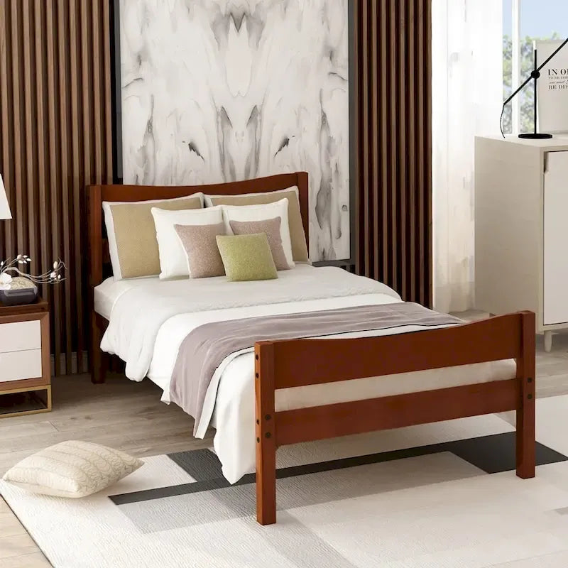 Lit plateforme en bois massif avec tête et pied de lit – 3 options de finition