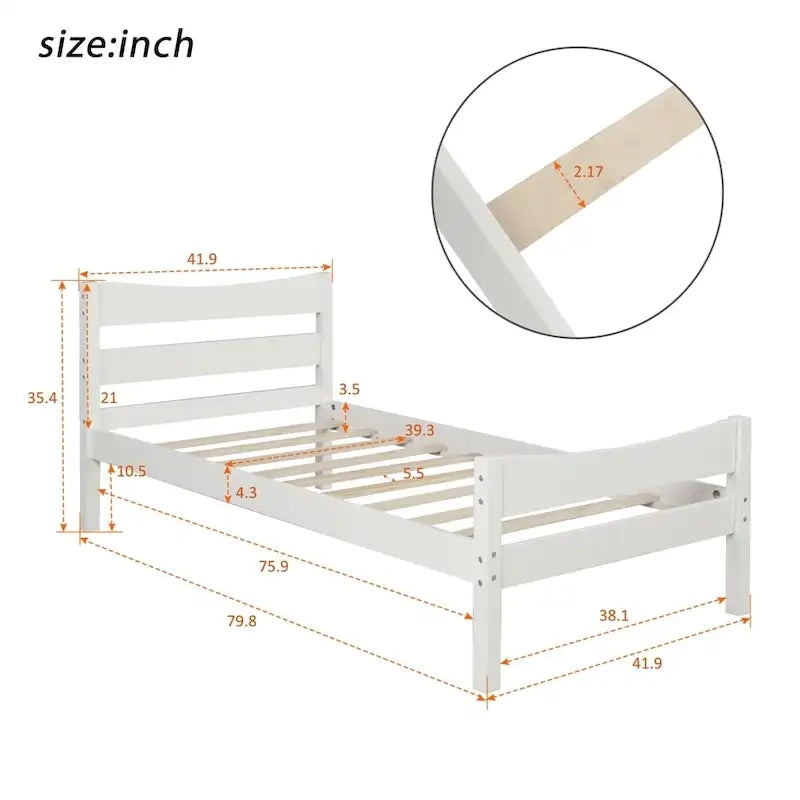 Lit plateforme en bois massif avec tête et pied de lit – 3 options de finition