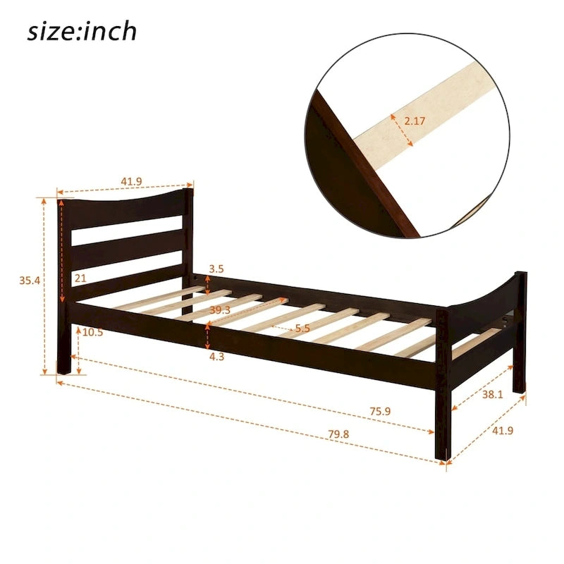 Lit plateforme en bois massif avec tête et pied de lit – 3 options de finition