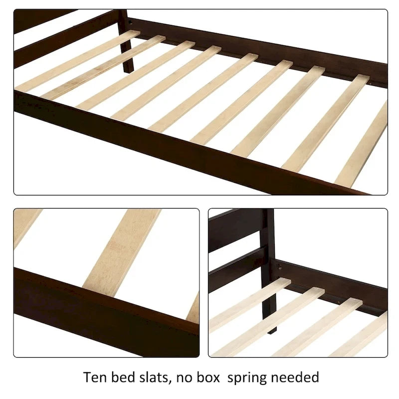 Lit plateforme en bois massif avec tête et pied de lit – 3 options de finition