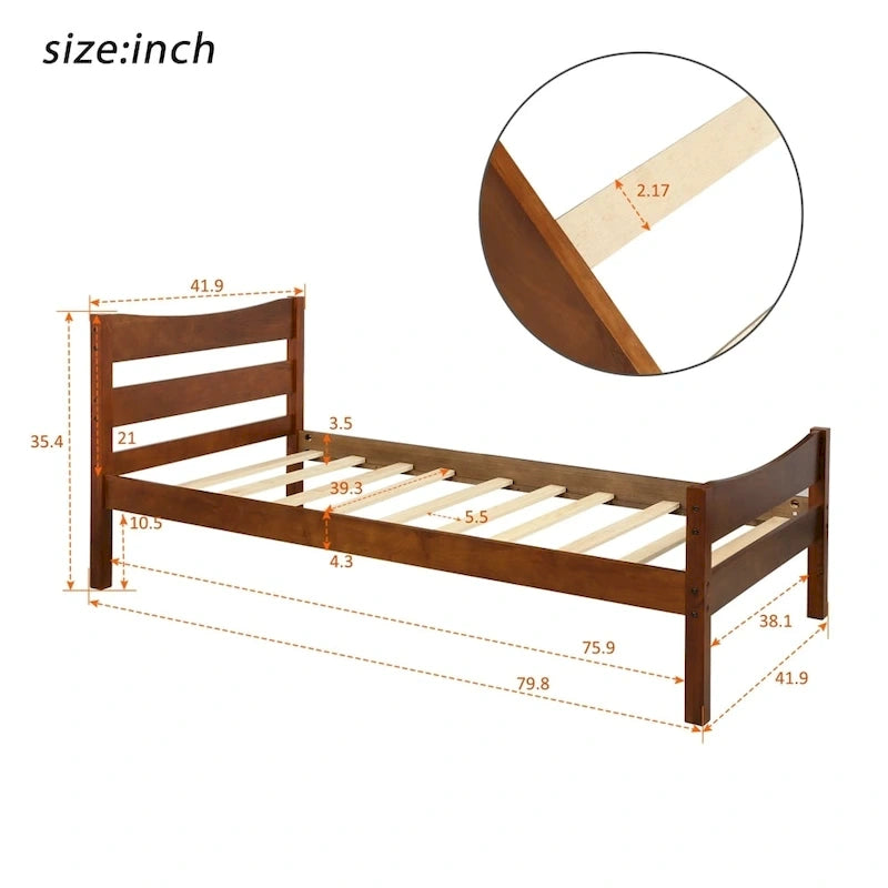 Lit plateforme en bois massif avec tête et pied de lit – 3 options de finition