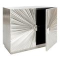 Buffet d'appoint 2 portes Sunburst avec motif étoile sculpté – Finition argentée