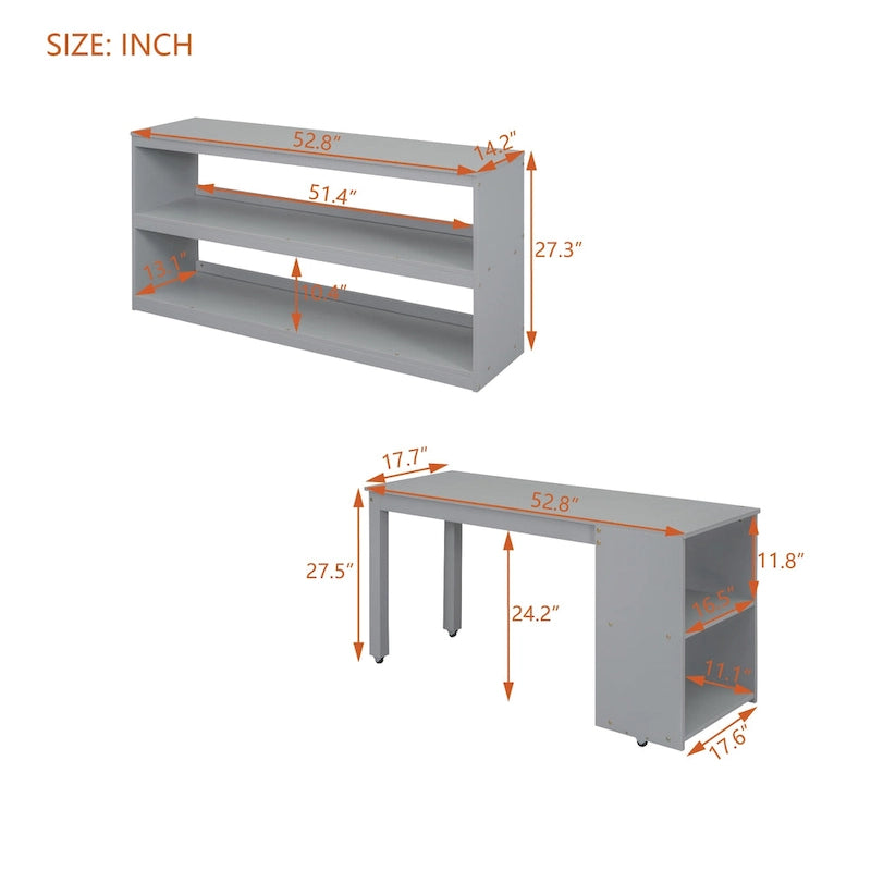 Lit mezzanine double avec bureau rétractable, escalier de rangement et 3 tiroirs