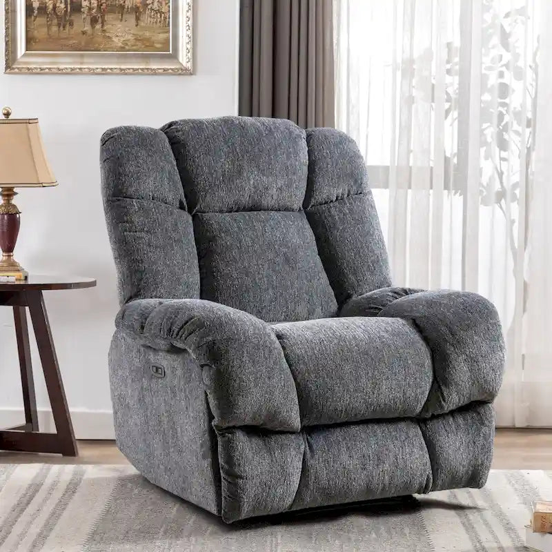 Fauteuil inclinable électrique avec appui-tête réglable et port de charge USB – Tissu chenille