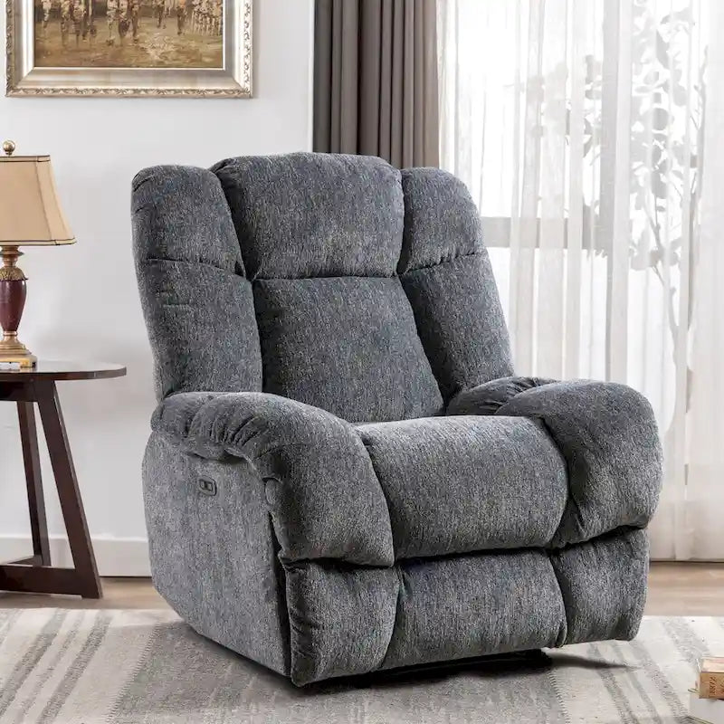 Fauteuil inclinable électrique avec appui-tête réglable et port de charge USB – Tissu chenille