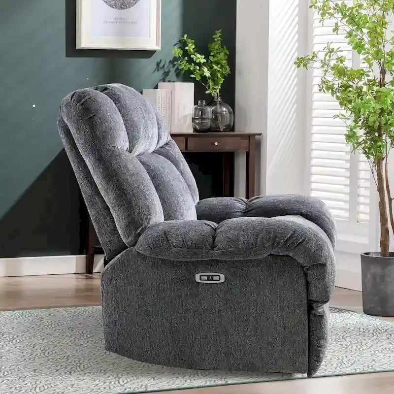 Fauteuil inclinable électrique avec appui-tête réglable et port de charge USB – Tissu chenille