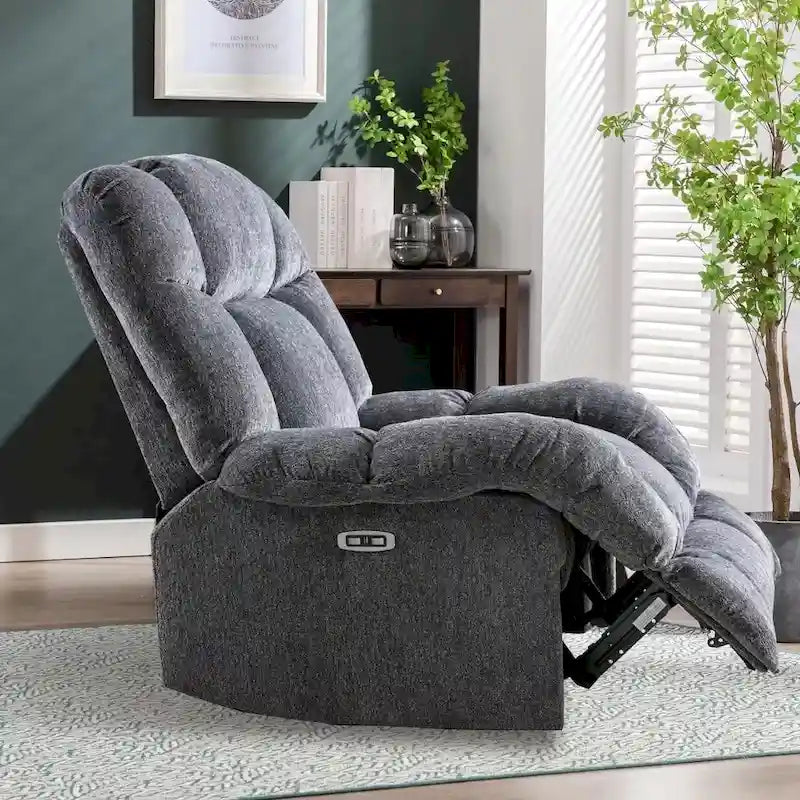 Fauteuil inclinable électrique avec appui-tête réglable et port de charge USB – Tissu chenille