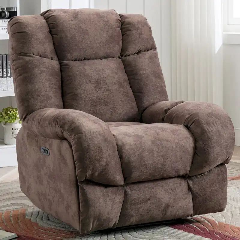 Fauteuil inclinable électrique avec appui-tête réglable et port de charge USB – Tissu chenille