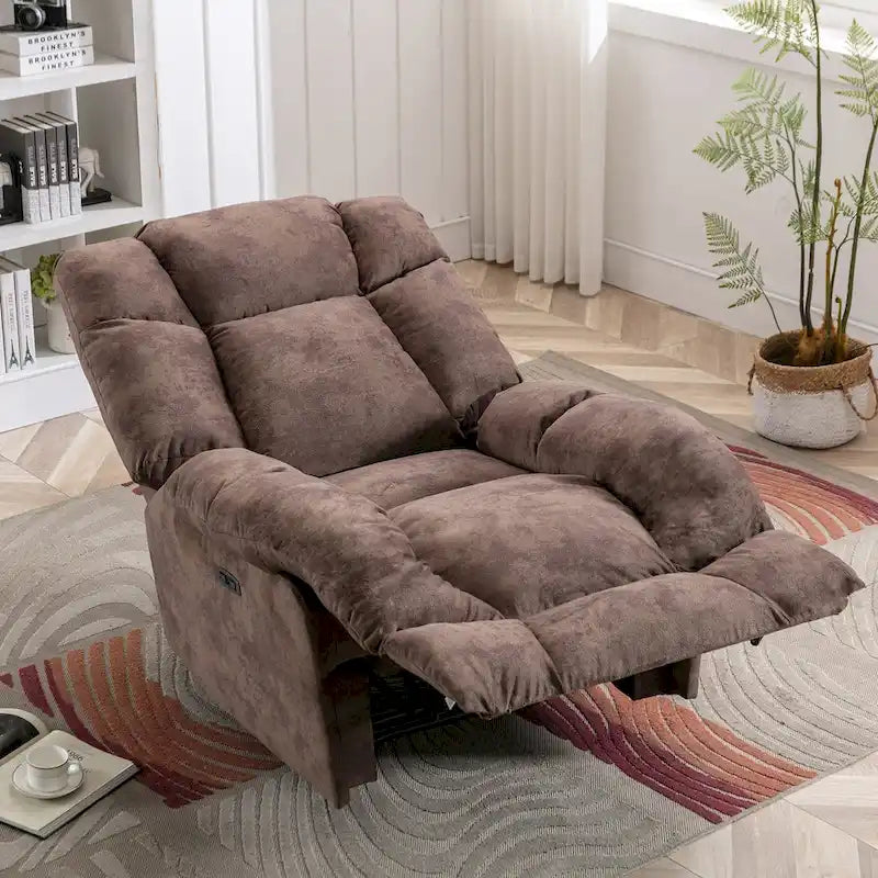 Fauteuil inclinable électrique avec appui-tête réglable et port de charge USB – Tissu chenille