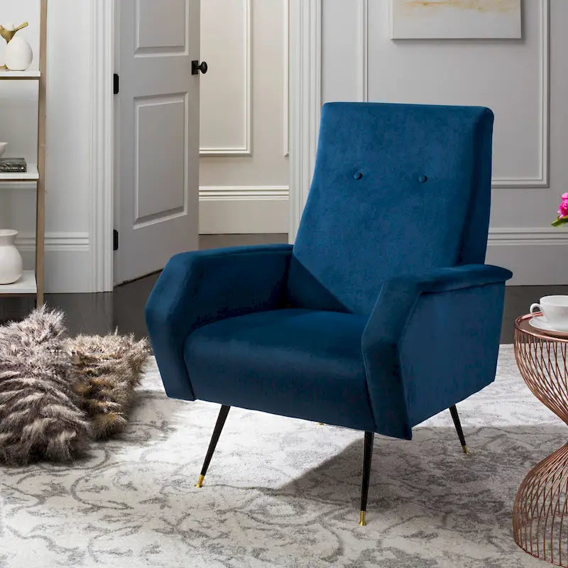 Fauteuil club rétro Mid-Century Modern avec pieds dorés