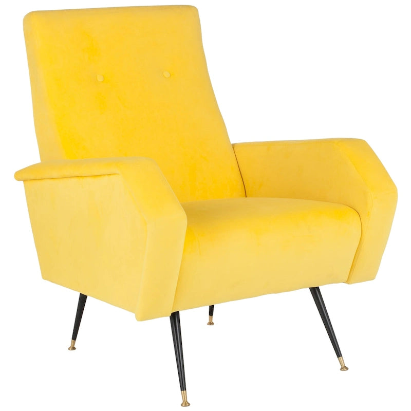 Fauteuil club rétro Mid-Century Modern avec pieds dorés