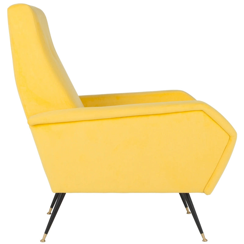 Fauteuil club rétro Mid-Century Modern avec pieds dorés