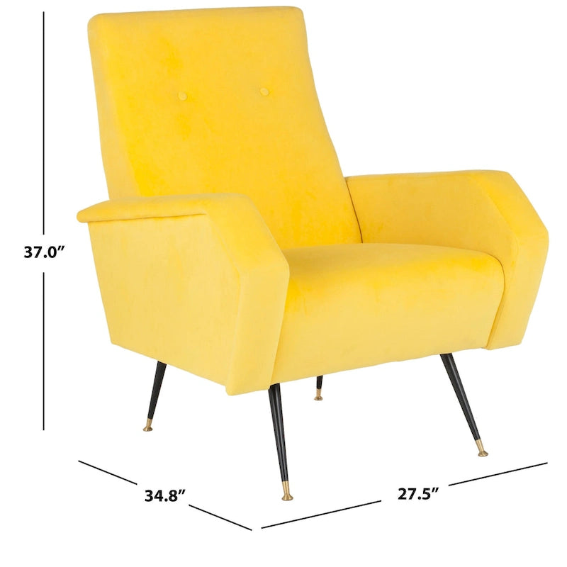Fauteuil club rétro Mid-Century Modern avec pieds dorés